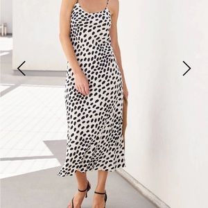 AYR black and white polka dot slip dress